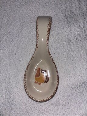 Vintage Loomco Ceramic Spoon Rest with Turkey - sponge ware